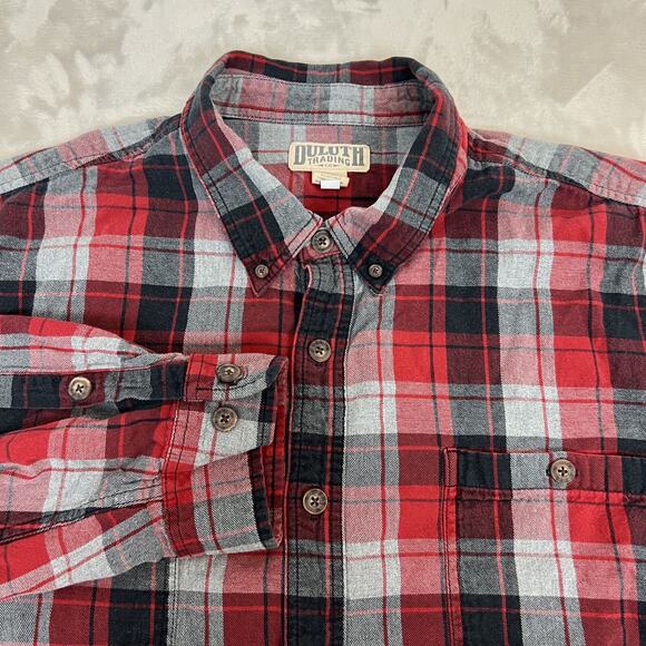 Duluth Shirt Mens 3XL Tall Red Plaid Free Swingin Flannel Button Up Outdoor - Picture 1 of 8